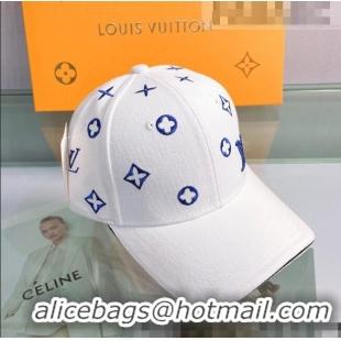 Pretty Style Louis Vuitton Canvas Baseball Hat 043054 White 2022