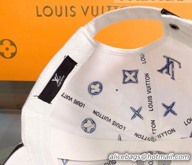 Pretty Style Louis Vuitton Canvas Baseball Hat 043054 White 2022