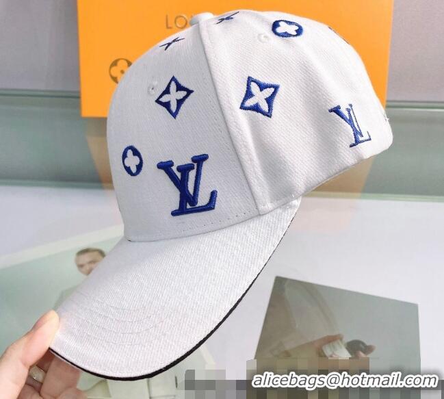 Pretty Style Louis Vuitton Canvas Baseball Hat 043054 White 2022