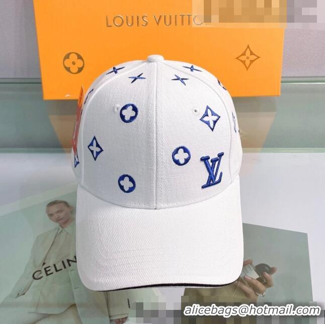 Pretty Style Louis Vuitton Canvas Baseball Hat 043054 White 2022