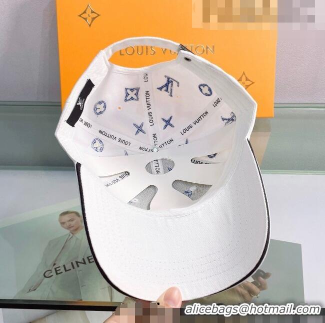 Pretty Style Louis Vuitton Canvas Baseball Hat 043054 White 2022