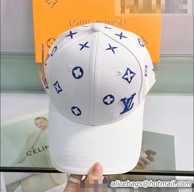 Pretty Style Louis Vuitton Canvas Baseball Hat 043054 White 2022