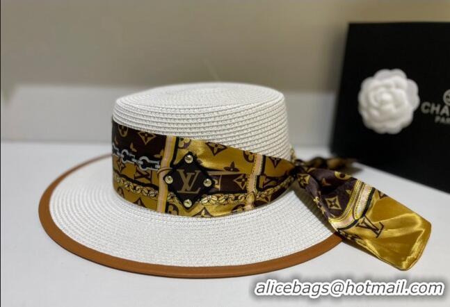 Cheapest Louis Vuitton Straw Wide Brim Hat 053152 White 2022