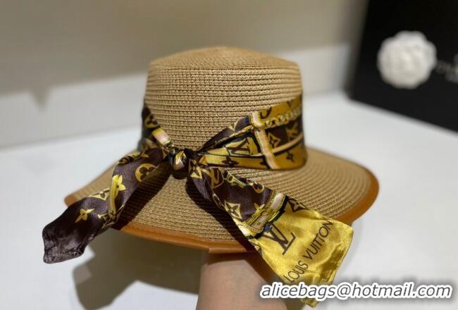 Unique Style Louis Vuitton Straw Wide Brim Hat 053153 Khaki 2022