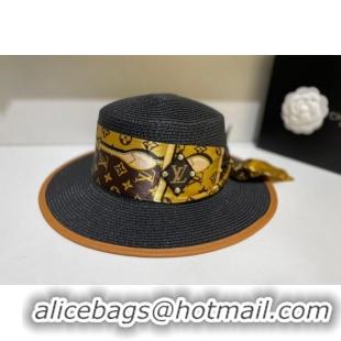 Good Product Louis Vuitton Straw Wide Brim Hat 053154 Black 2022