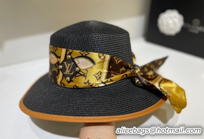 Good Product Louis Vuitton Straw Wide Brim Hat 053154 Black 2022