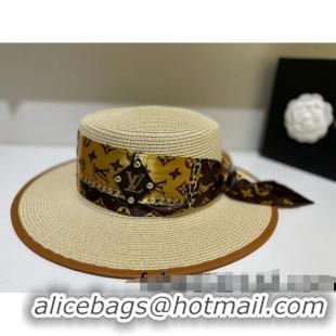 New Design Louis Vuitton Straw Wide Brim Hat 053155 Beige 2022