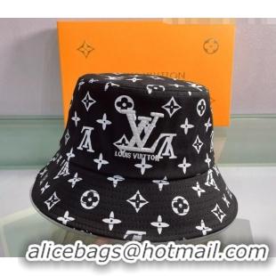 Modern Classic Louis Vuitton Canvas Bucket Hat 053171 Black 2022