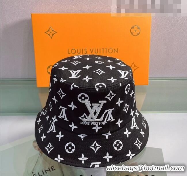 Modern Classic Louis Vuitton Canvas Bucket Hat 053171 Black 2022