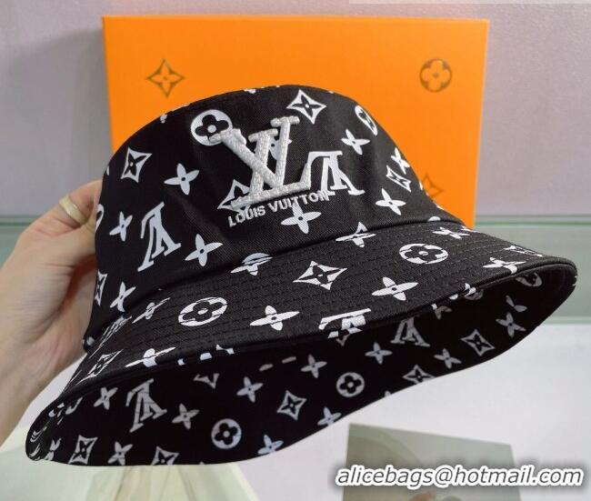 Modern Classic Louis Vuitton Canvas Bucket Hat 053171 Black 2022