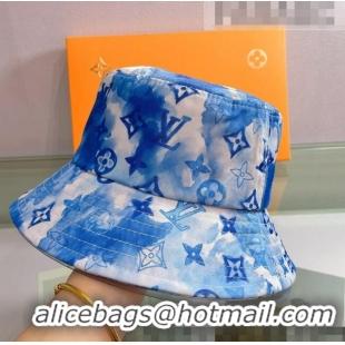 Modern Classic Louis Vuitton Watercolor Bucket Hat 053176 Blue 2022