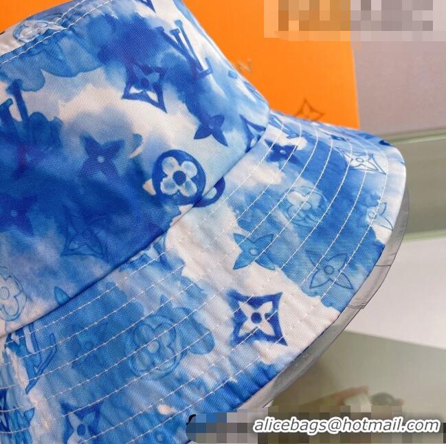 Modern Classic Louis Vuitton Watercolor Bucket Hat 053176 Blue 2022