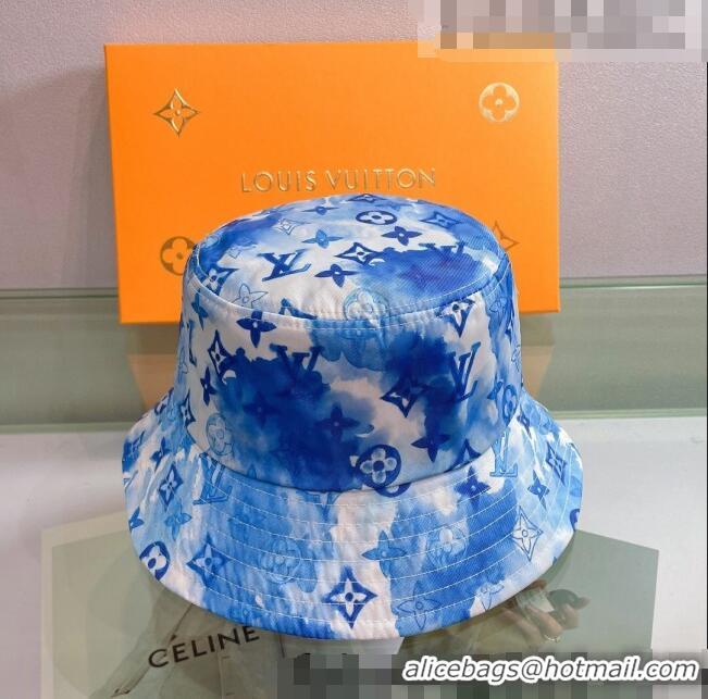 Modern Classic Louis Vuitton Watercolor Bucket Hat 053176 Blue 2022