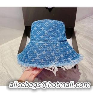 Top Quality Louis Vuitton Monogram Denim Bucket Hat 070692 Blue 2022