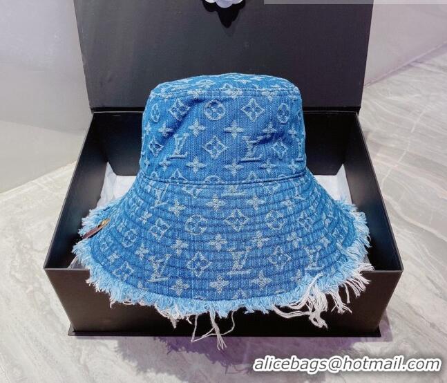 Top Quality Louis Vuitton Monogram Denim Bucket Hat 070692 Blue 2022