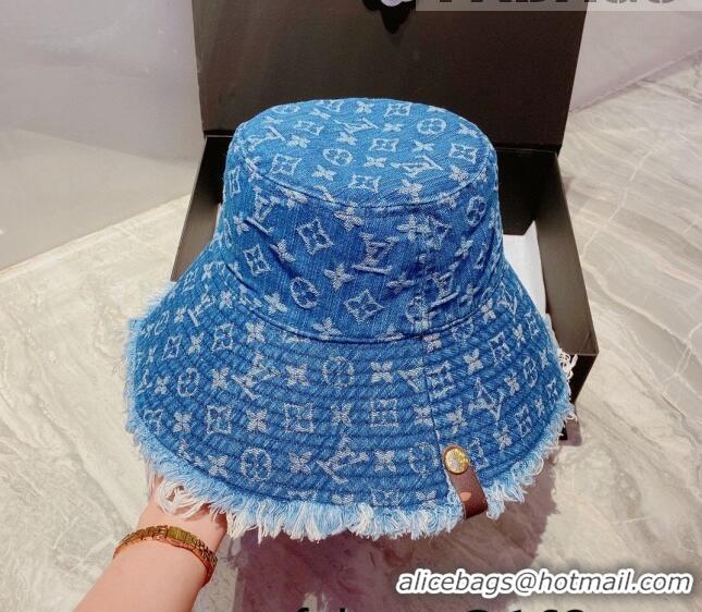 Top Quality Louis Vuitton Monogram Denim Bucket Hat 070692 Blue 2022