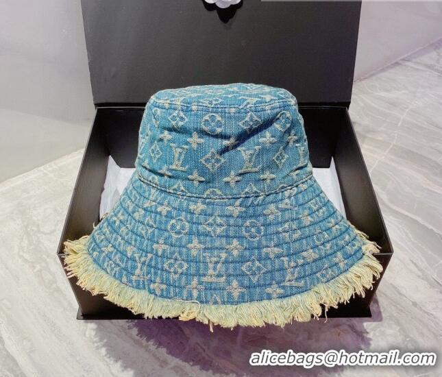 Good Product Louis Vuitton Monogram Denim Bucket Hat 070693 Blue 2022