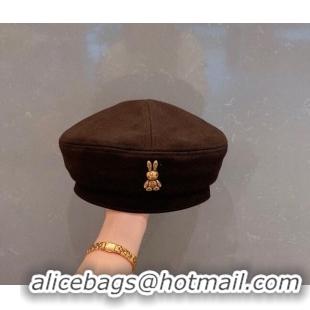 Super Quality Louis Vuitton Beret Hat with Rabbit LV1581 Black 2022