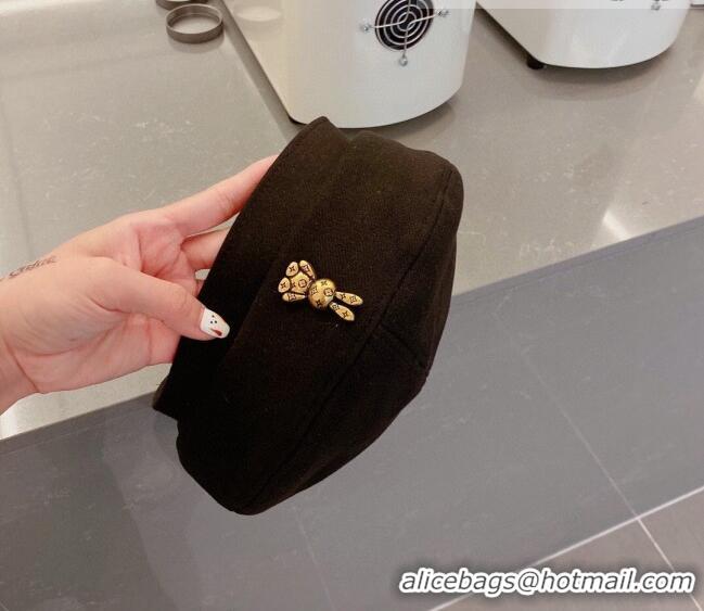 Super Quality Louis Vuitton Beret Hat with Rabbit LV1581 Black 2022