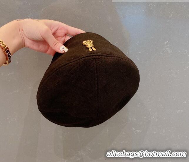 Super Quality Louis Vuitton Beret Hat with Rabbit LV1581 Black 2022