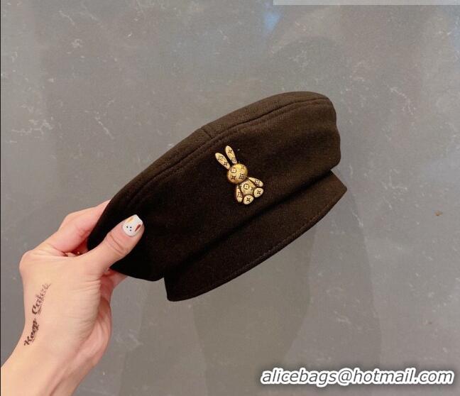 Super Quality Louis Vuitton Beret Hat with Rabbit LV1581 Black 2022