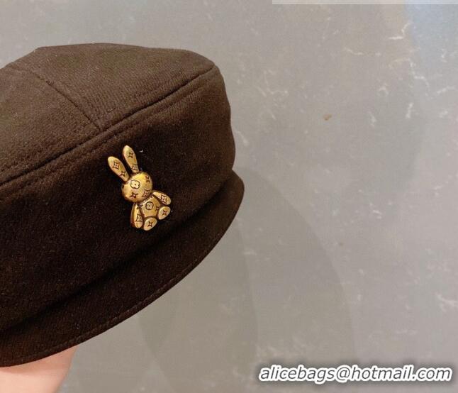 Super Quality Louis Vuitton Beret Hat with Rabbit LV1581 Black 2022