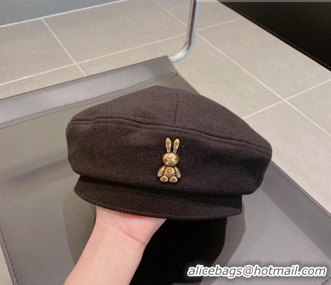 Super Quality Louis Vuitton Beret Hat with Rabbit LV1581 Black 2022