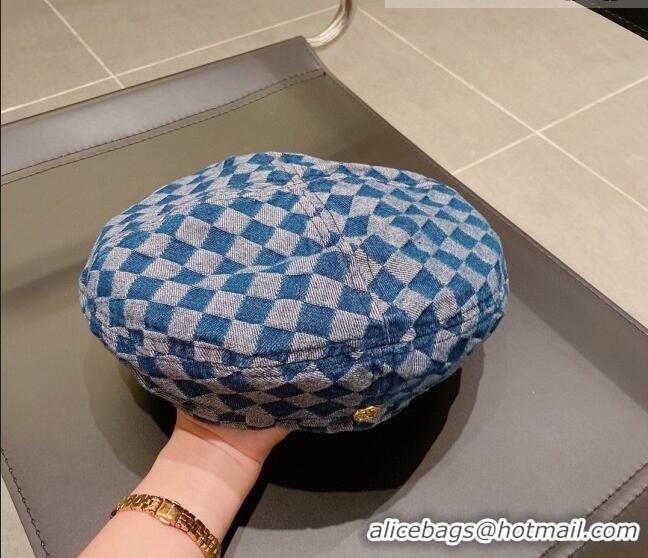 Super Quality Louis Vuitton Damier Beret Hat 091586 Blue 2022