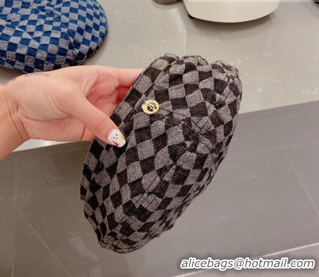 Best Product Louis Vuitton Damier Beret Hat 091586 Black/Grey 2022