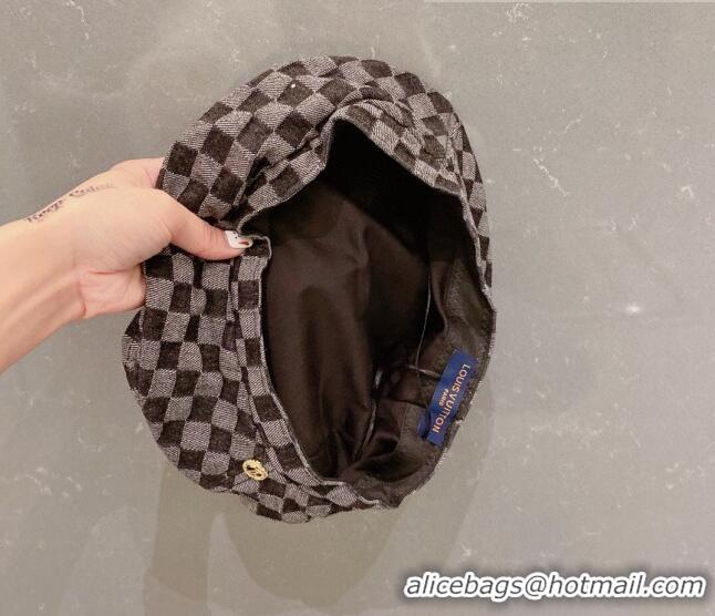 Best Product Louis Vuitton Damier Beret Hat 091586 Black/Grey 2022