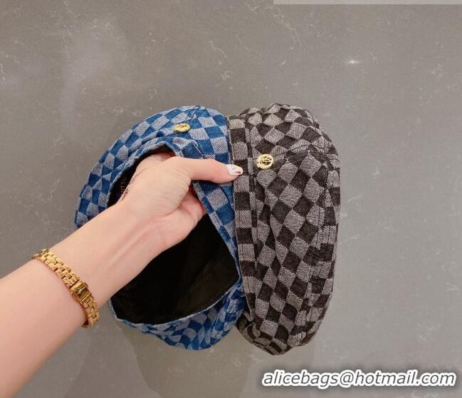 Best Product Louis Vuitton Damier Beret Hat 091586 Black/Grey 2022