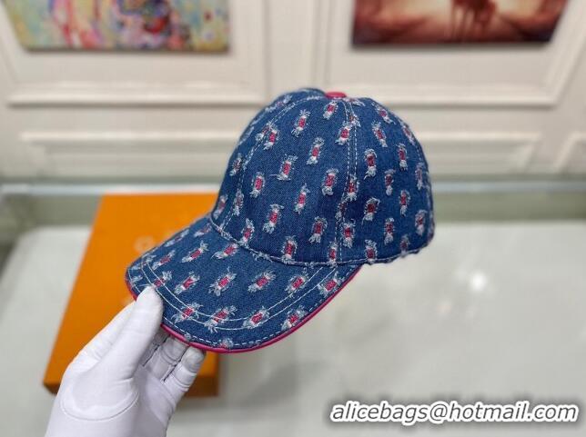 Stylish Discount Louis Vuitton Denim Baseball Hat 0915 Blue/Red 2022