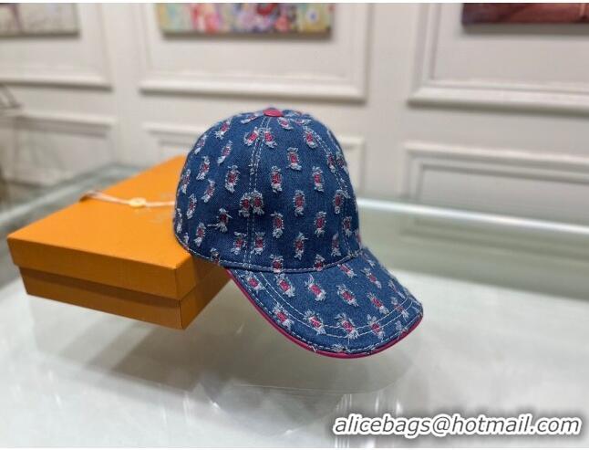 Stylish Discount Louis Vuitton Denim Baseball Hat 0915 Blue/Red 2022