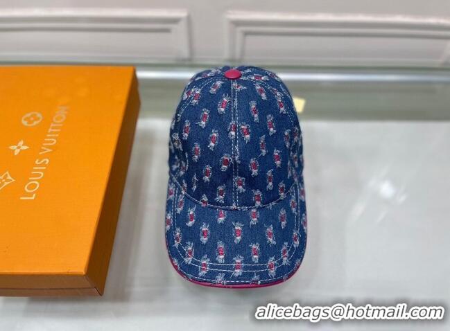 Stylish Discount Louis Vuitton Denim Baseball Hat 0915 Blue/Red 2022