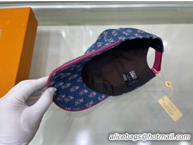 Stylish Discount Louis Vuitton Denim Baseball Hat 0915 Blue/Red 2022