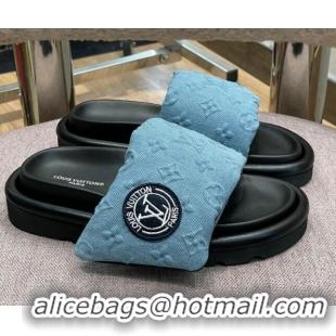 Sophisticated Louis Vuitton Monogram Denim Pool Pillow Comfort Slide Sandals Light Blue 071998