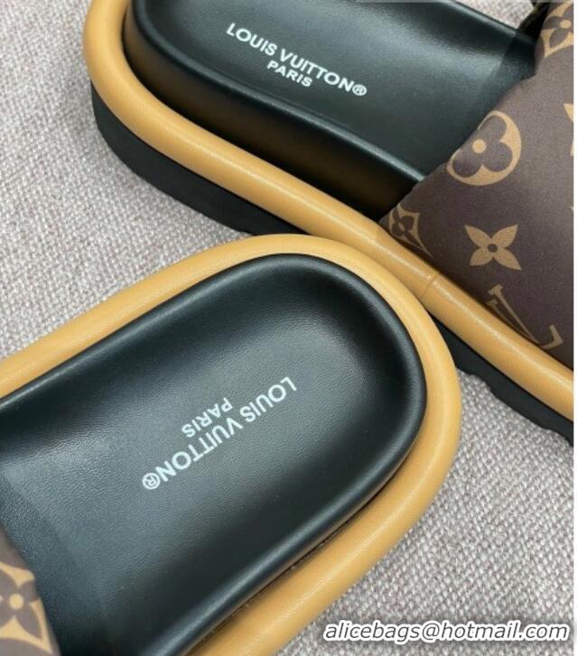 Best Price Louis Vuitton Monogram Nylon Pool Pillow Comfort Slide Sandals Brown 0719100