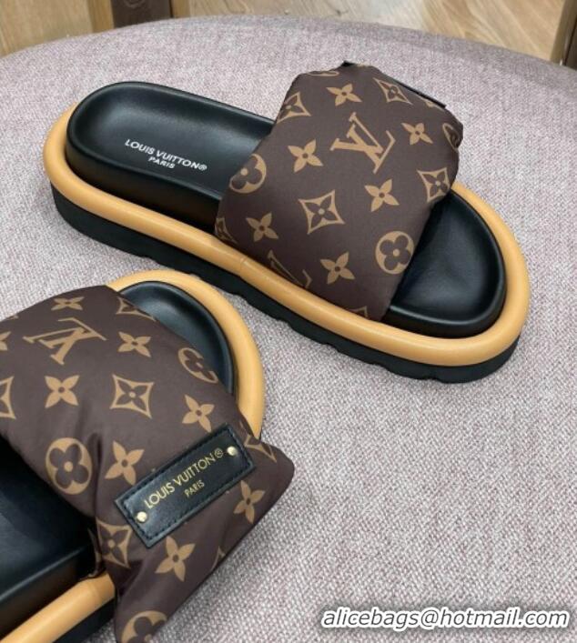 Best Price Louis Vuitton Monogram Nylon Pool Pillow Comfort Slide Sandals Brown 0719100