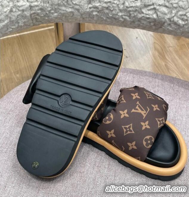 Best Price Louis Vuitton Monogram Nylon Pool Pillow Comfort Slide Sandals Brown 0719100