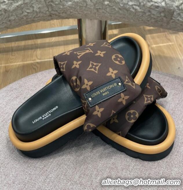 Best Price Louis Vuitton Monogram Nylon Pool Pillow Comfort Slide Sandals Brown 0719100