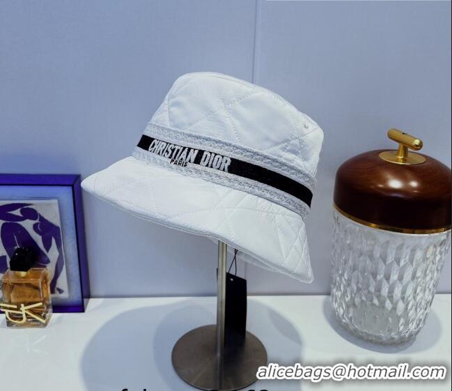 Luxury New Dior Cannage Bucket Hat 091511 White 2022