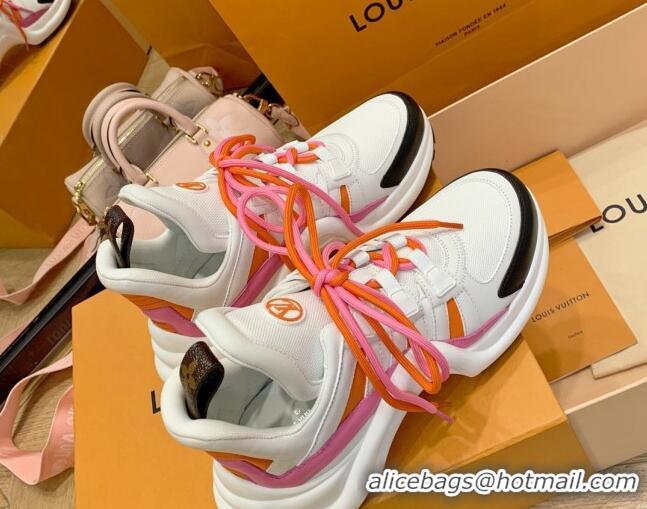 Best Grade Louis Vuitton LV Archlight Fabric Sneakers with Colorful Lace Pink 0719105