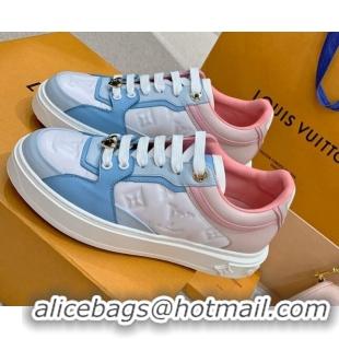 Good Looking Louis Vuitton Time Out Monogram Leather Sneakers Blue/Pink 0719109