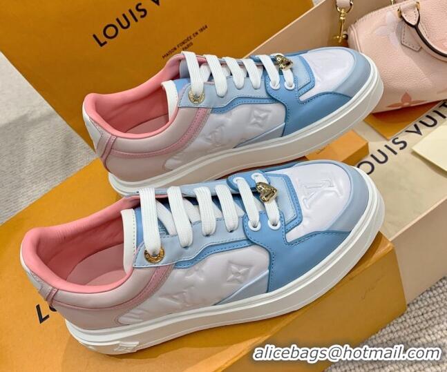 Good Looking Louis Vuitton Time Out Monogram Leather Sneakers Blue/Pink 0719109