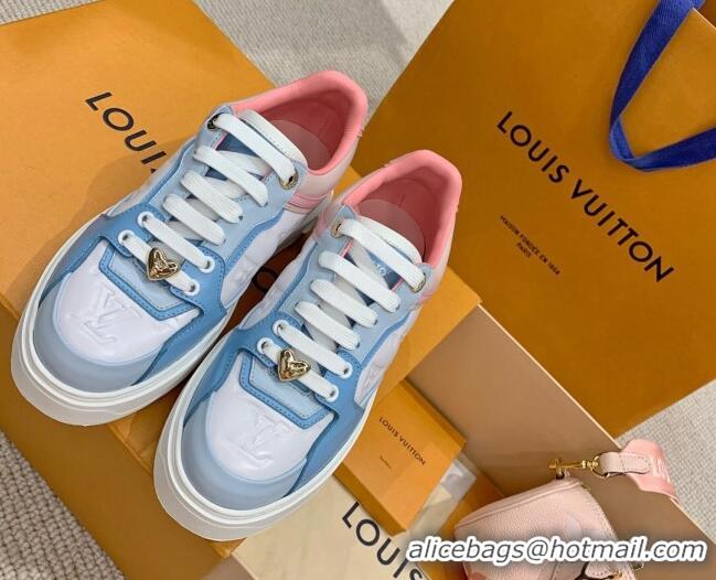 Good Looking Louis Vuitton Time Out Monogram Leather Sneakers Blue/Pink 0719109