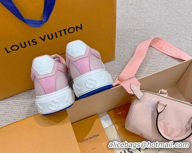 Good Looking Louis Vuitton Time Out Monogram Leather Sneakers Blue/Pink 0719109