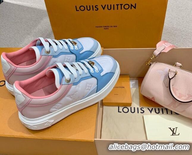 Good Looking Louis Vuitton Time Out Monogram Leather Sneakers Blue/Pink 0719109