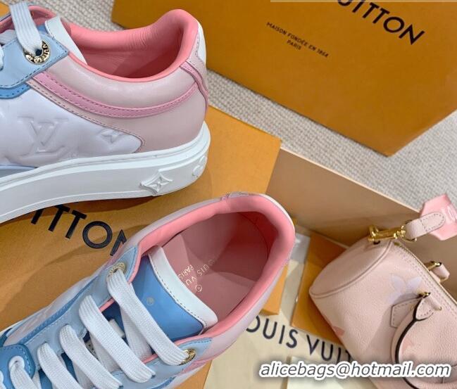 Good Looking Louis Vuitton Time Out Monogram Leather Sneakers Blue/Pink 0719109