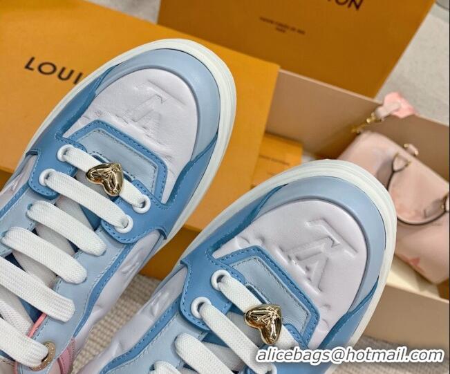 Good Looking Louis Vuitton Time Out Monogram Leather Sneakers Blue/Pink 0719109