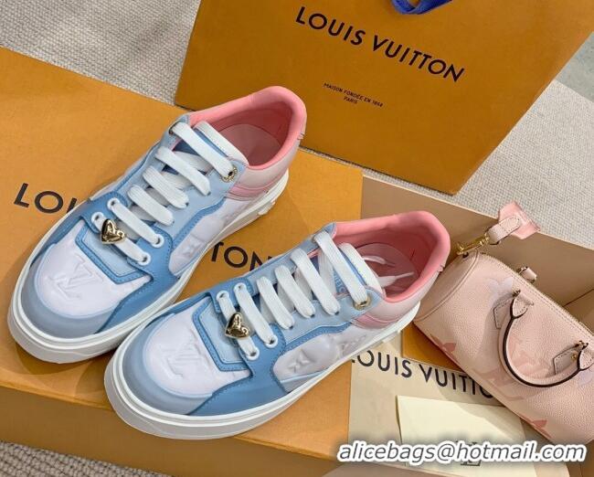 Good Looking Louis Vuitton Time Out Monogram Leather Sneakers Blue/Pink 0719109